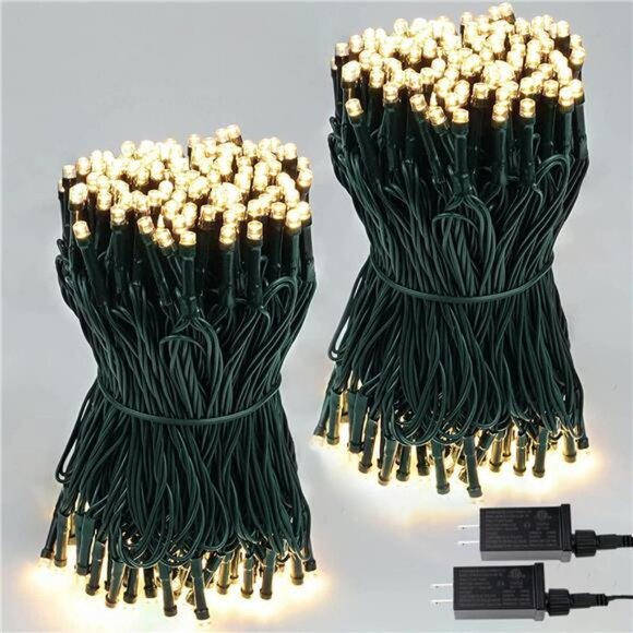 2-Pack 66FT 200 LED Christmas Lights Extendable Christmas Tree Lights with Timer